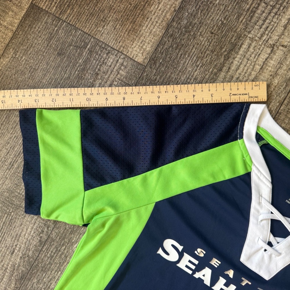 Seattle Seahawks Womens Medium Lace Up Jersey NFL Team Apparel Super Bowl Winner - Picture 7 of 10